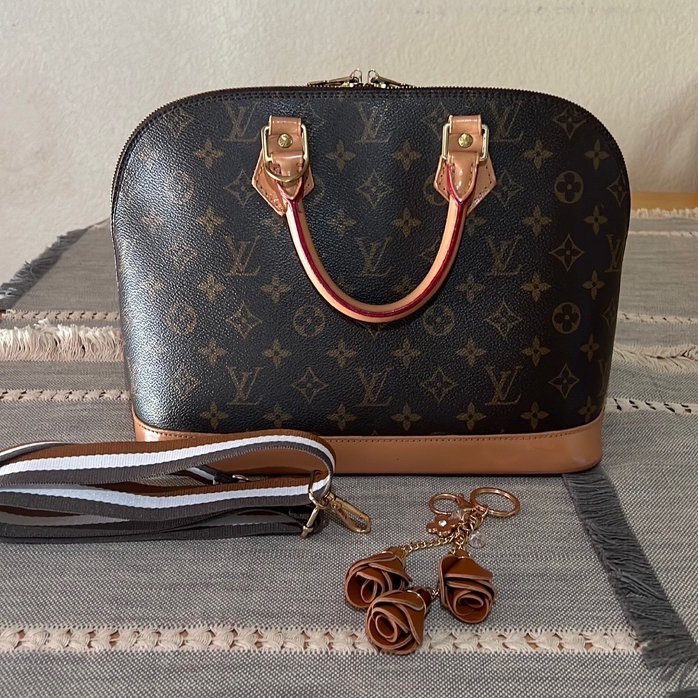 LOUIS VUITTON ALMA SHOULDER BAG PM BROWN CANVAS